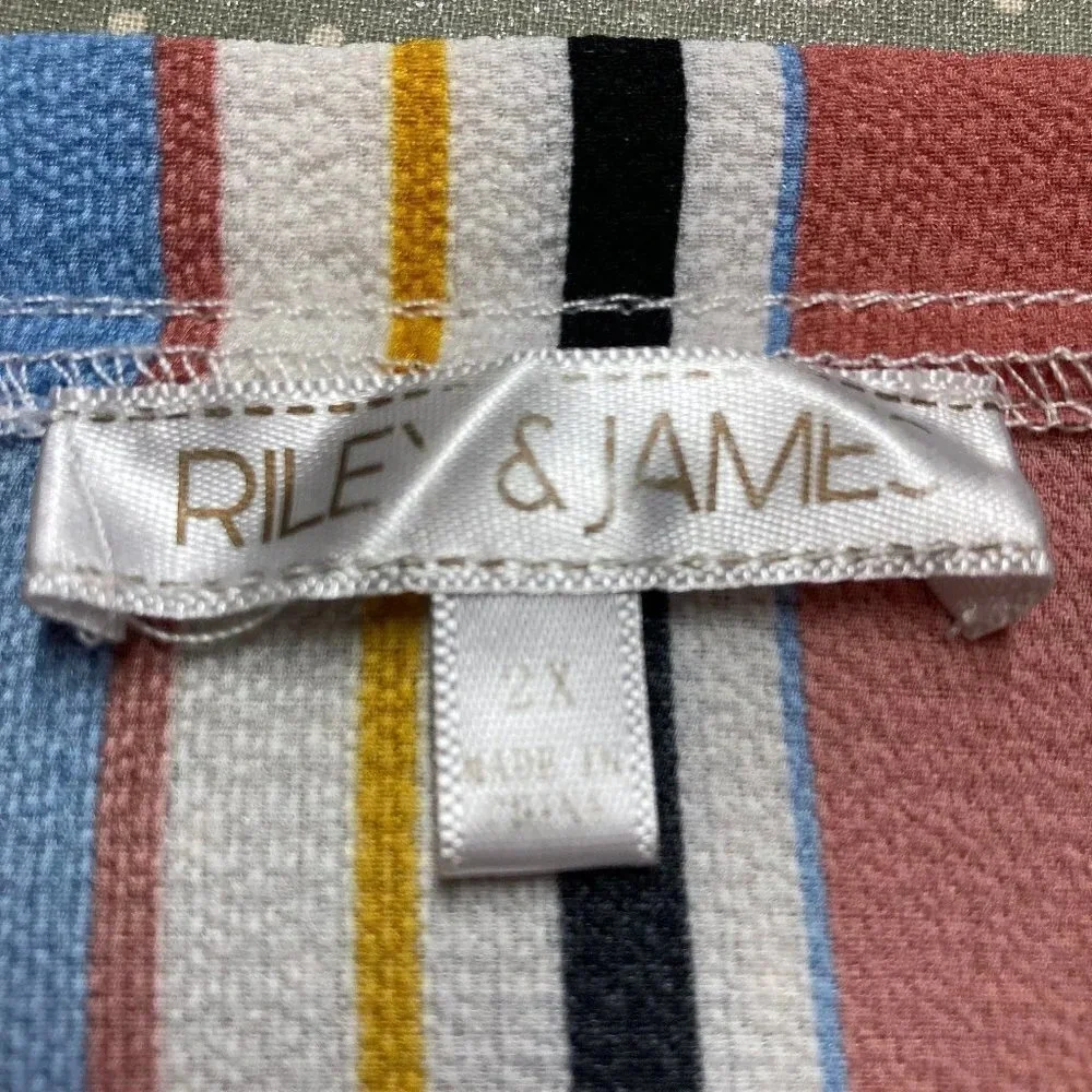 Riley & James Striped Off the Shoulder‎ Peasant Blouse, Size 2X - Picture 2 of 8